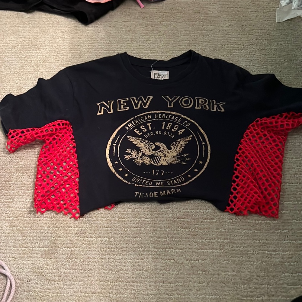 LF red mesh New York t shirt